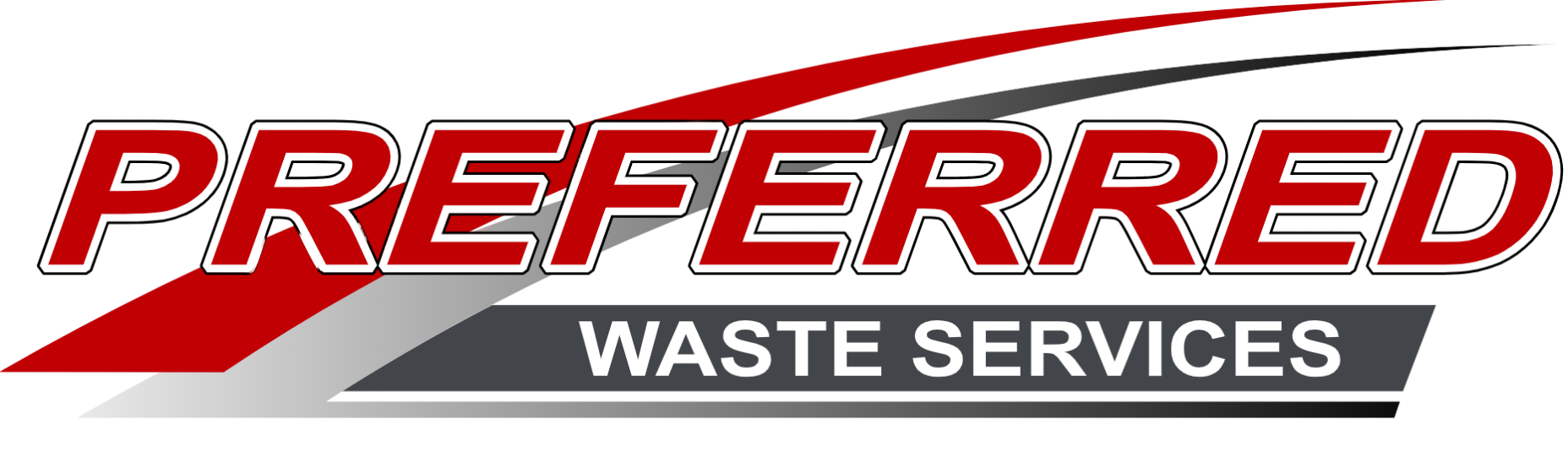 Logo of a waste services company named Jeffers with a red swoosh.